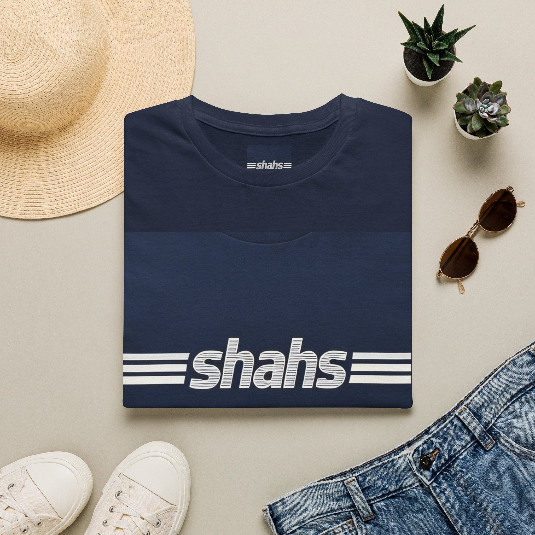 Shahs Retro Stripe T‑Shirt — Vintage Logo Tee